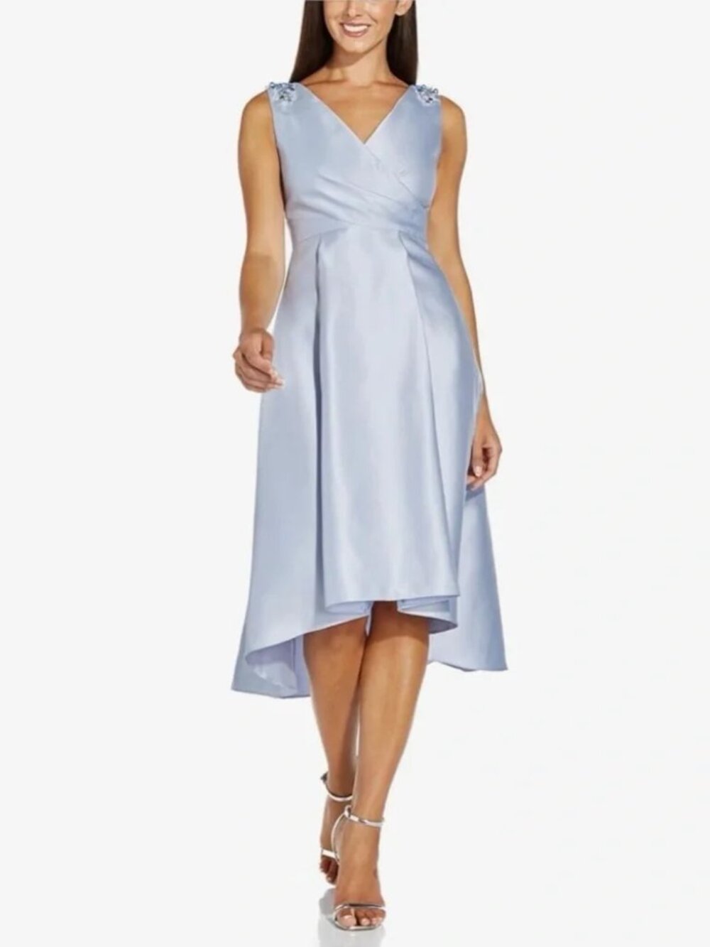 Adrianna Papell Blue Mikado Tea Dress 12 Wedding Guest MOB NWT